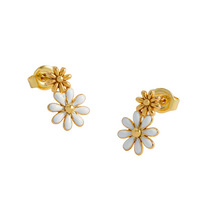 Load image into Gallery viewer, Estella Bartlett Earrings - White Enamel Double Flower Studs

