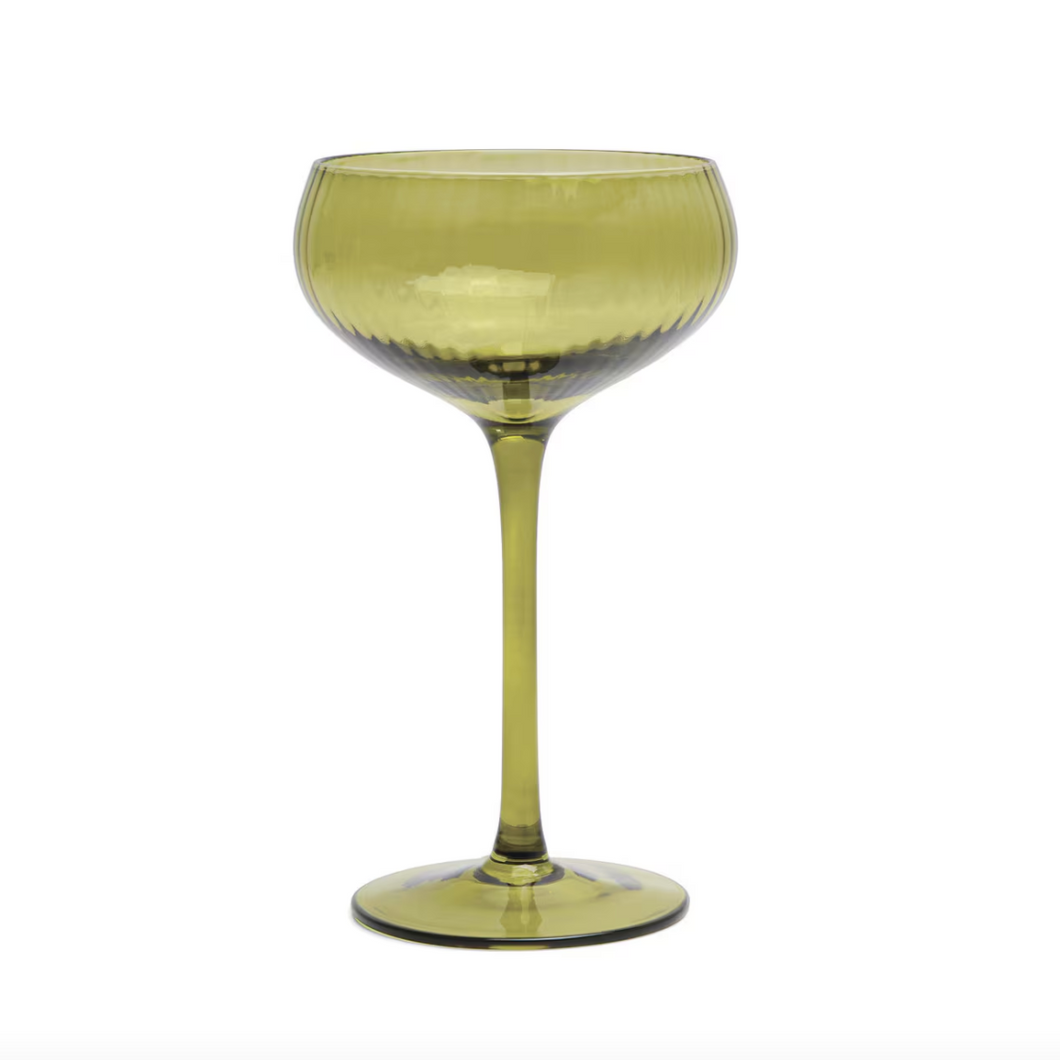 The Lou Coupe Glass Set of 2 - Olive