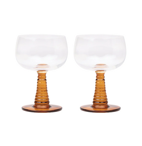 The Romy Wine Glass Set of 2 - Amber