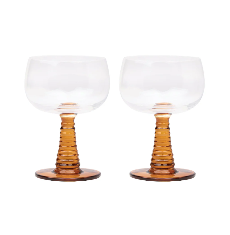 The Romy Wine Glass Set of 2 - Amber