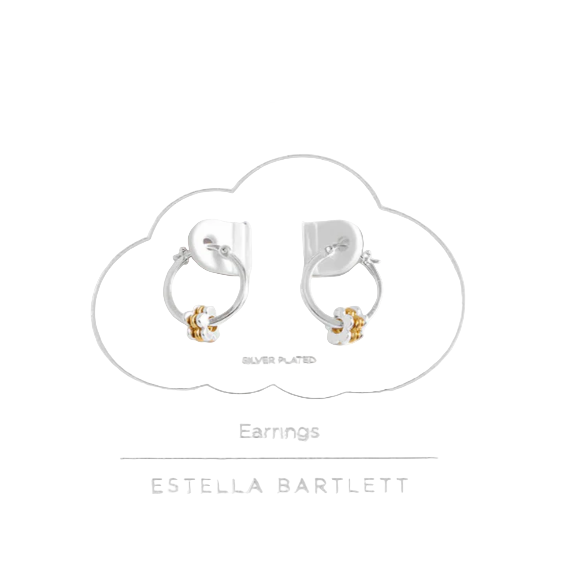 Estella Bartlett Earrings - Multi Flower Hoops Silver Plated