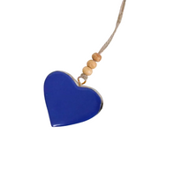 Load image into Gallery viewer, Hanging Decoration - Small Timber Resin Heart Navy

