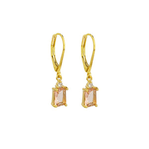 Earring - Crystal Drop Huggie Peach