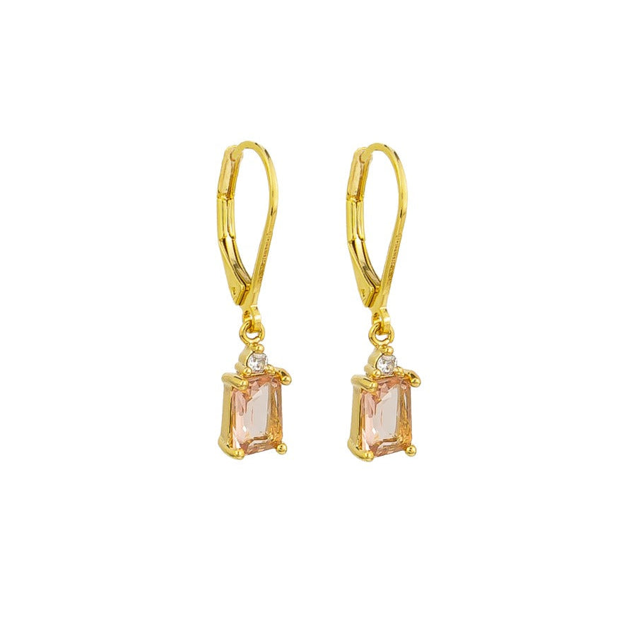 Earring - Crystal Drop Huggie Peach