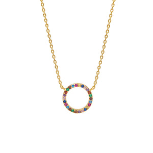 Estella Bartlett Necklace - Multi CZ Circle - Gold Plated