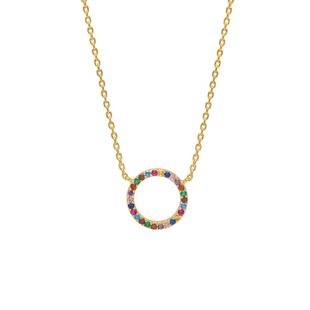 Estella Bartlett Necklace - Multi CZ Circle - Gold Plated
