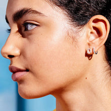Load image into Gallery viewer, Estella Bartlett Earrings - White Cubic Zirconia Mini Hoops Silver Plated
