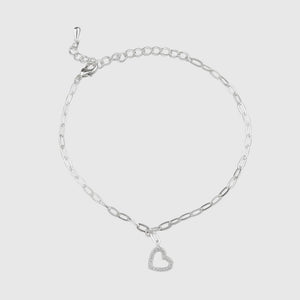 Bracelet - Crystal Heart Silver