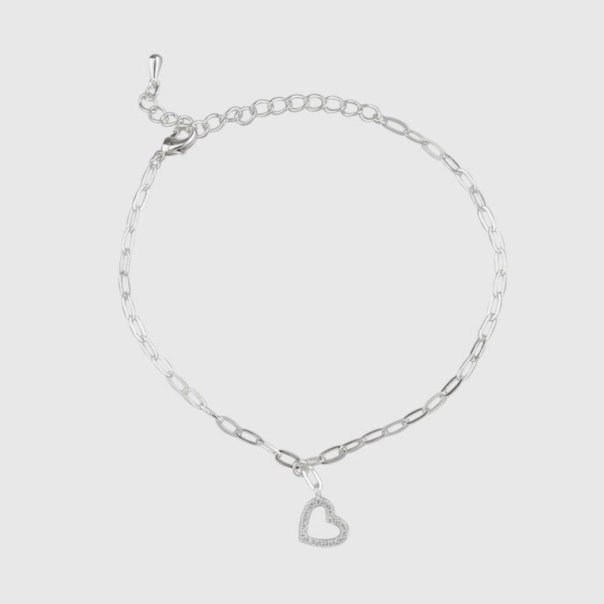 Bracelet - Crystal Heart Silver