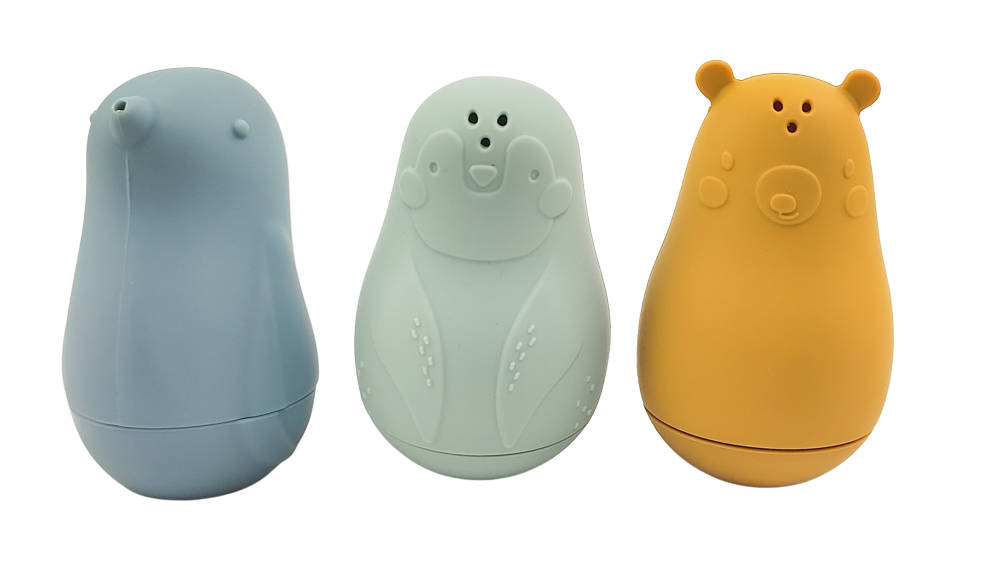 Bath Toy Trio - Bird Penguin Bear Blue
