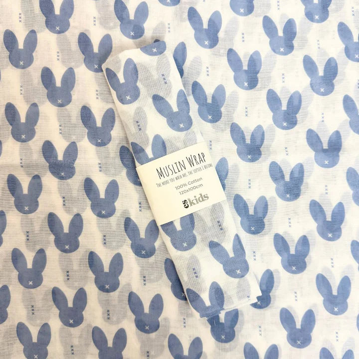 Muslin Wrap - Blue Bunny