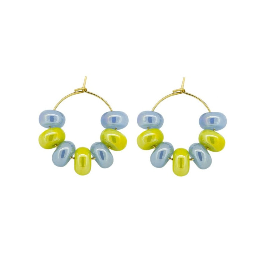 Earring - Candy Hoops Blue/Yellow