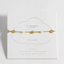 Load image into Gallery viewer, Estella Bartlett Bracelet - Flower + Pearl + Disc Gold Plated
