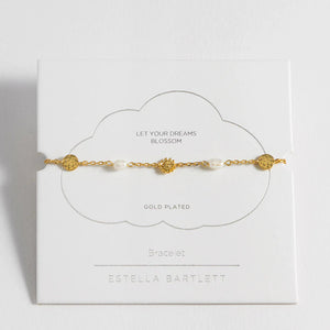 Estella Bartlett Bracelet - Flower + Pearl + Disc Gold Plated