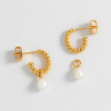 Load image into Gallery viewer, Estella Bartlett Earring - Pearl Drop + Twist Hoop
