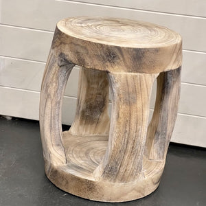 SALE : Timber Stool - Anoki Whitewash - 31 x 40cm (Was $165)