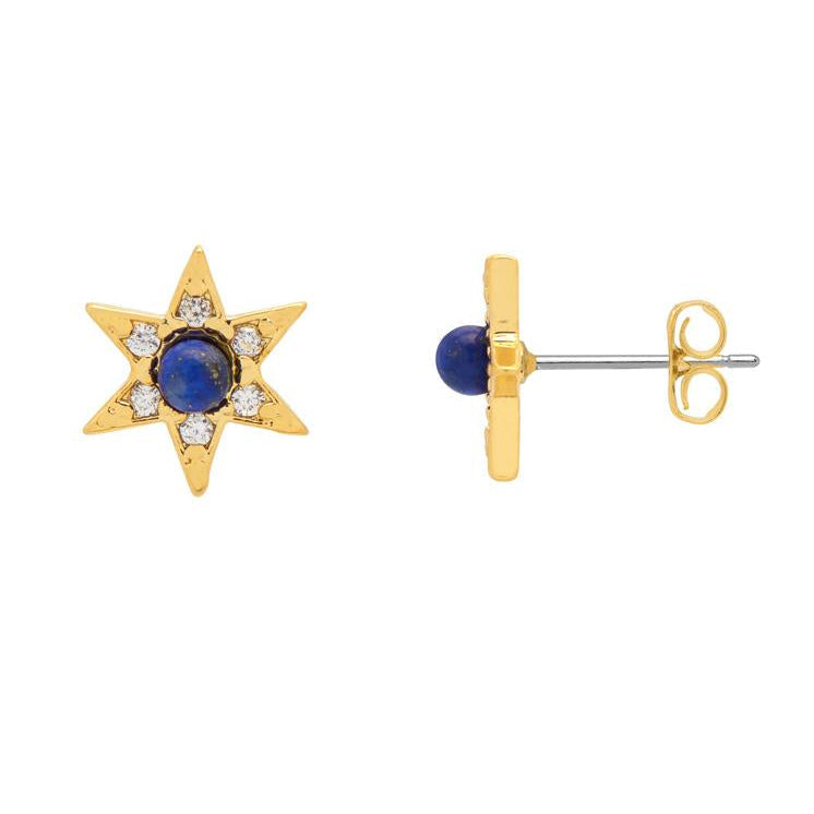Estella Bartlett Earrings - Lapis CZ Star - Gold Plated