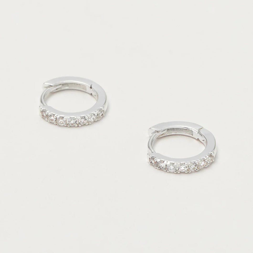 Estella Bartlett Earrings - White Cubic Zirconia Mini Hoops Silver Plated