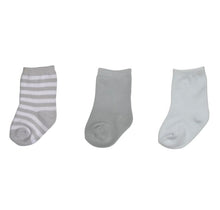 Load image into Gallery viewer, Baby Socks 3 Pkt 3-12 Months Grey Stripes
