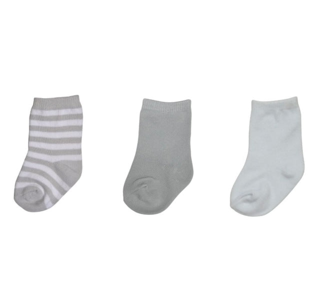Baby Socks 3 Pkt 3-12 Months Grey Stripes