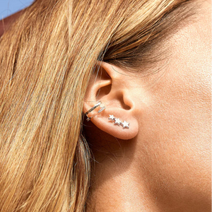 Estella Bartlett Earrings - Trio Star Studs Silver Plated