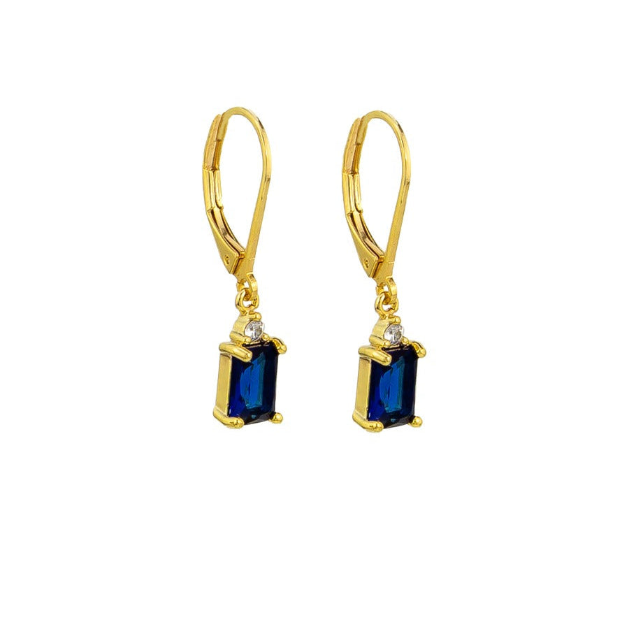 Earring - Crystal Drop Huggie Sapphire