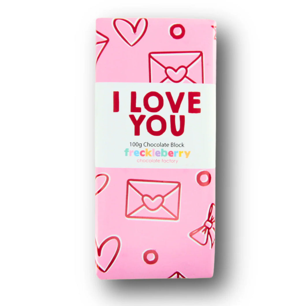 Freckleberry - 100g Chocolate Block : I Love You