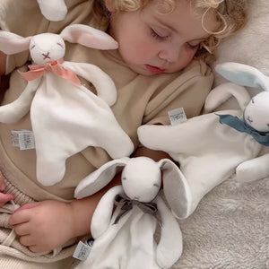 Mini Bunny Comforter - White / Stone Blue