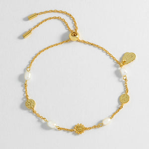 Estella Bartlett Bracelet - Flower + Pearl + Disc Gold Plated