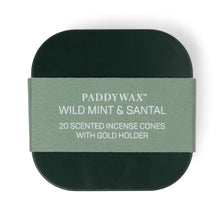 Load image into Gallery viewer, 20 Incense Cones With Gold Holder - Wild Mint &amp; Santal
