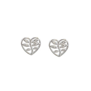 Earrings - Heart Leaf Studs Silver