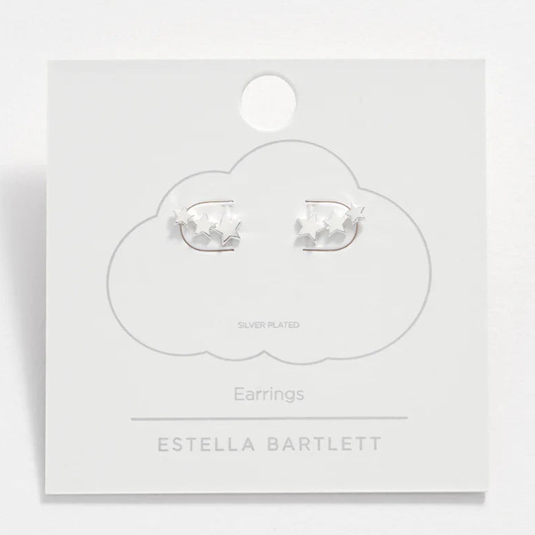 Estella Bartlett Earrings - Trio Star Studs Silver Plated