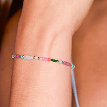 Load image into Gallery viewer, Estella Bartlett Bracelet - Green + Pink Mixed Mini Bead Gold Plated
