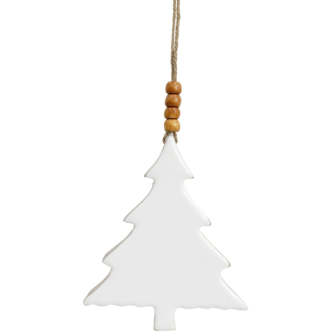 Hanging Decoration - Timber Resin Tree : White