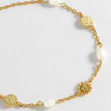 Load image into Gallery viewer, Estella Bartlett Bracelet - Flower + Pearl + Disc Gold Plated
