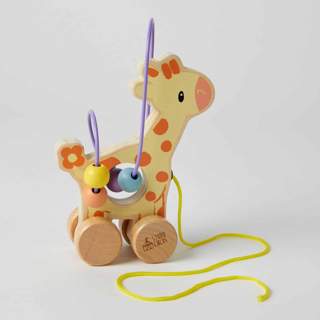 Wooden Rolling Bead Coaster - Giraffe