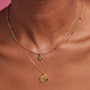 Estella Bartlett Necklace - Rainbow Beaded Cubic Zirconia Pendant Gold Plated