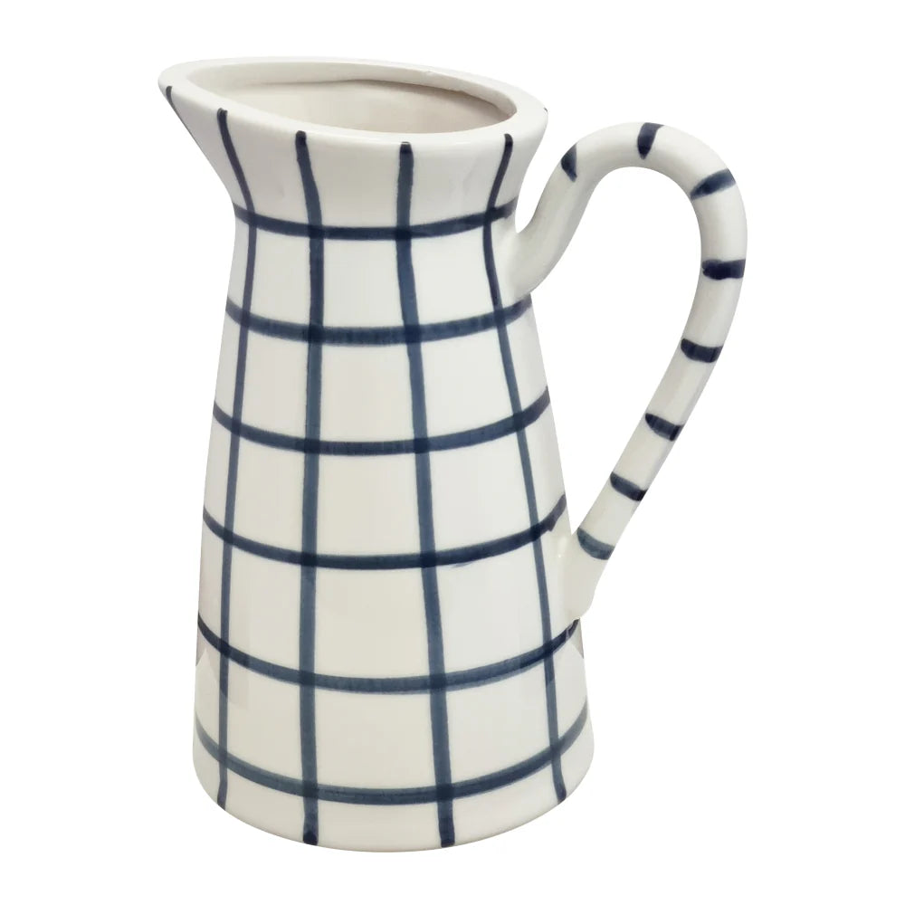 Jug - Check Navy 17.5x12.5x21.5cm