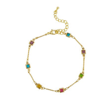 Load image into Gallery viewer, Bracelet - Gold Multi Square Crystal
