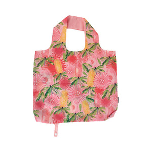 Fold Up Shopping Tote - Pink Banksia