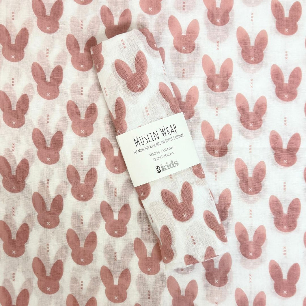 Muslin Wrap - Pink Bunny