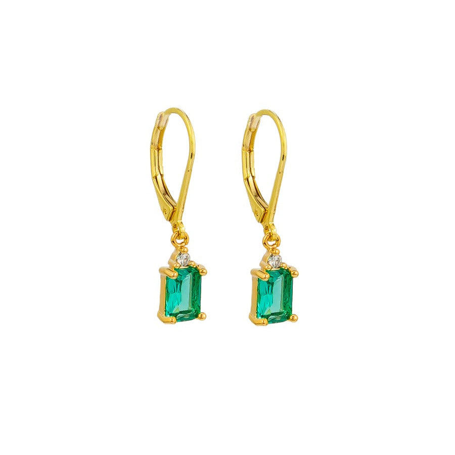 Earring - Crystal Drop Huggie Light Emerald