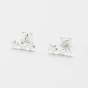 Estella Bartlett Earrings - Trio Star Studs Silver Plated