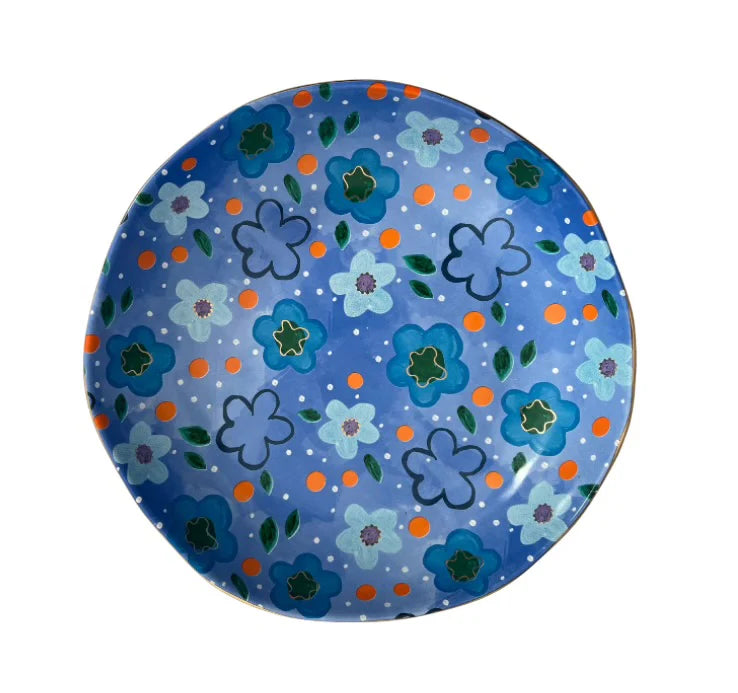 Carla Dinnage Designs : Foxy Flower Salad Bowl Blue