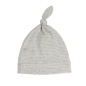 Baby Hat : Topknot Cotton Striped - Silver