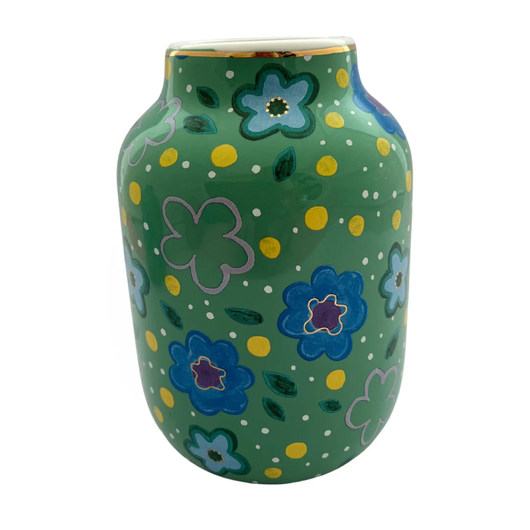 Carla Dinnage Designs : Foxy Flower Large Vase Green