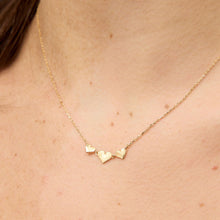 Load image into Gallery viewer, Necklace - Three Gold Hearts
