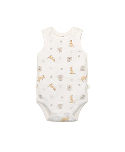 Bodysuit Singlet - Kangaroo & Koala : Size 00 3-6 Months
