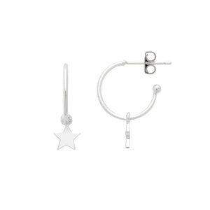 Estella Bartlett Earrings - Star Drop Hoop - Silver Plated