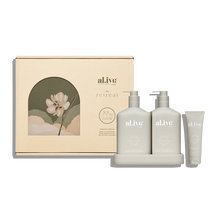 Load image into Gallery viewer, SALE : Retreat Collection : al.ive Body - Wash/Lotion Duo + Hand Cream Gift Set (Was $99)
